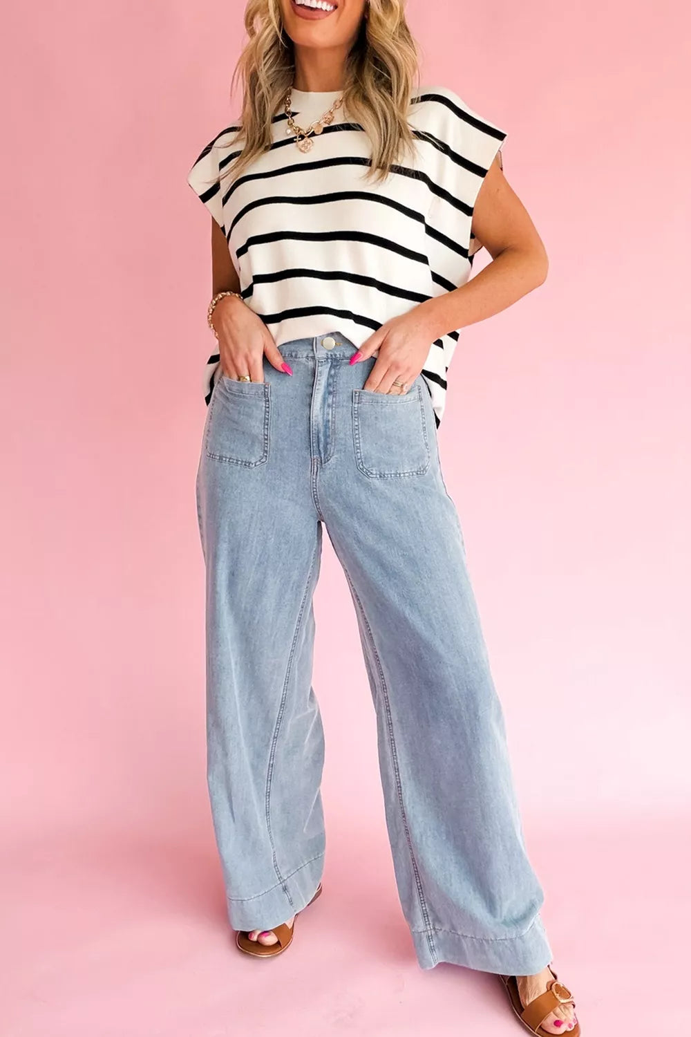 Trendsi Solid Full-Length Regular Pocket Detail Jeans -