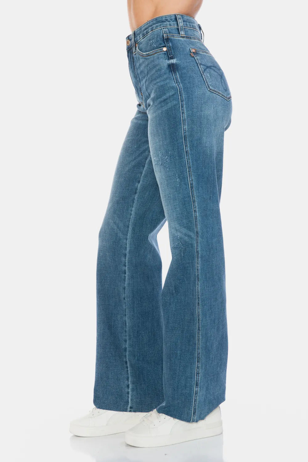 Women's Tummy-Control Straight-Leg Jeans With Raw Hem — product view 4