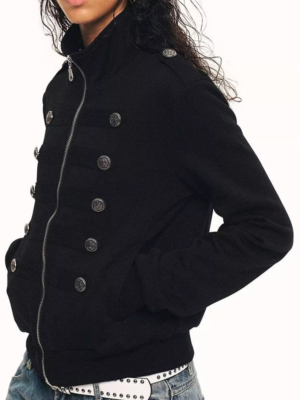 Black zip up long sleeve jacket