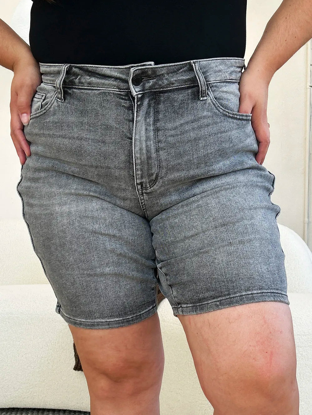 Trendsi Judy Blue Full Size High Waist Washed Denim Shorts -
