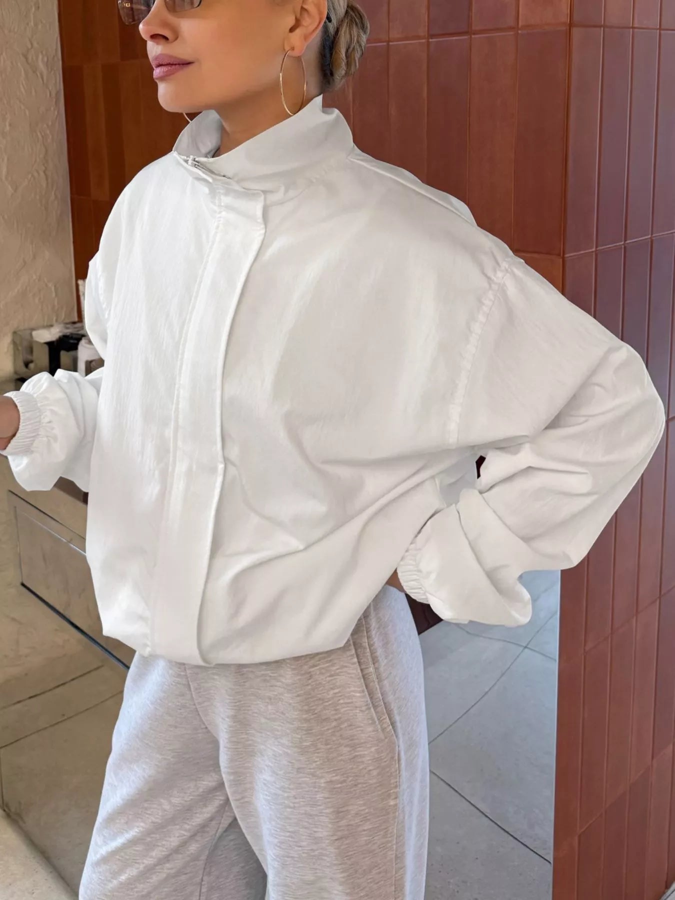 Trendsi Zip Up Dropped Shoulder Jacket -