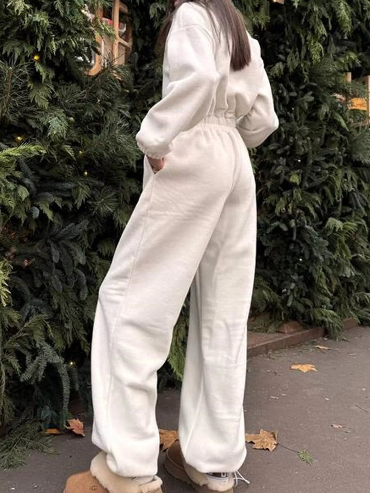 Zip Front Long Sleeve Jumpsuit — side view