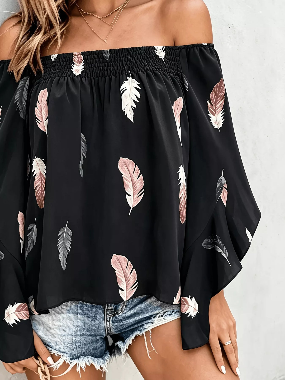 Trendsi Printed Off Shoulder Blouse -