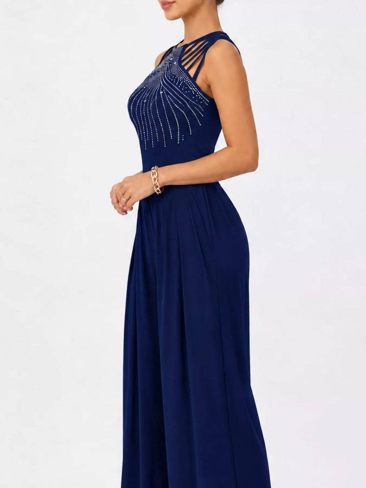 Wide-leg sleeveless jumpsuit