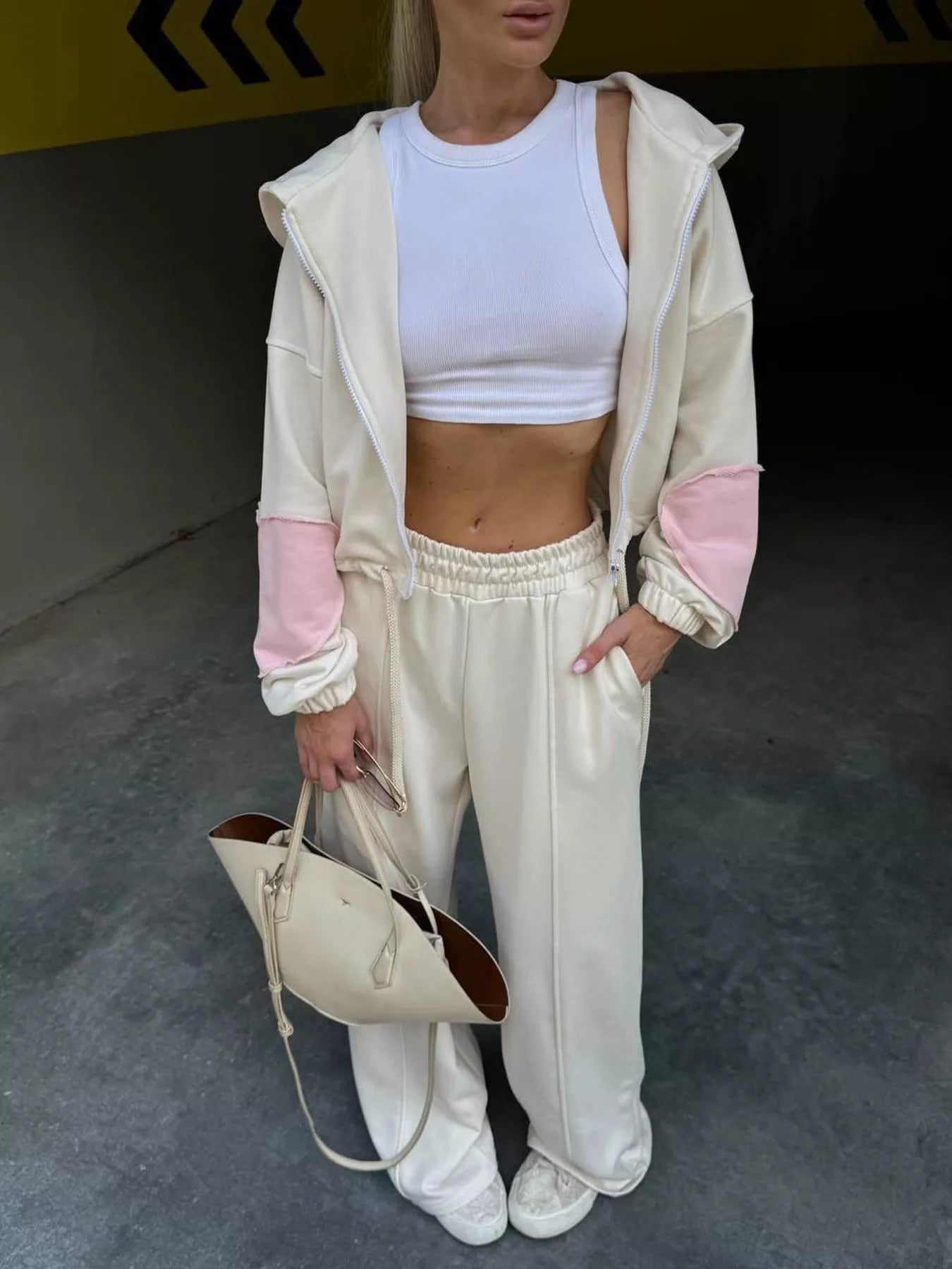 Trendsi Zip Up Hoodie and Wide-Leg Pants Set -