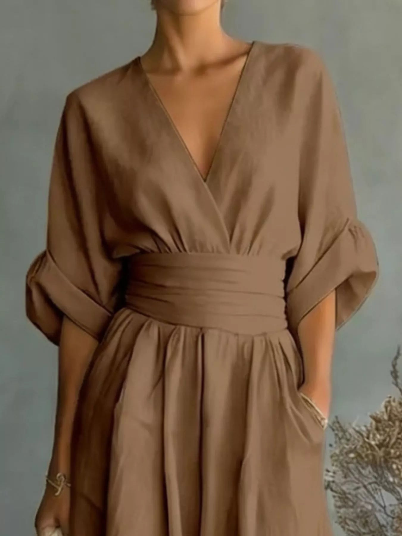 Trendsi Full Size Half Sleeve Wide-Leg Jumpsuit Plus Size -