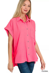 Trendsi Zenana Woven Airflow Button Down Shirt -