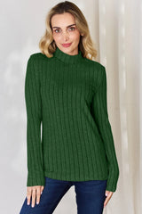 Trendsi Basic Bae Full Size Ribbed Mock Neck Long Sleeve T-Shirt -
