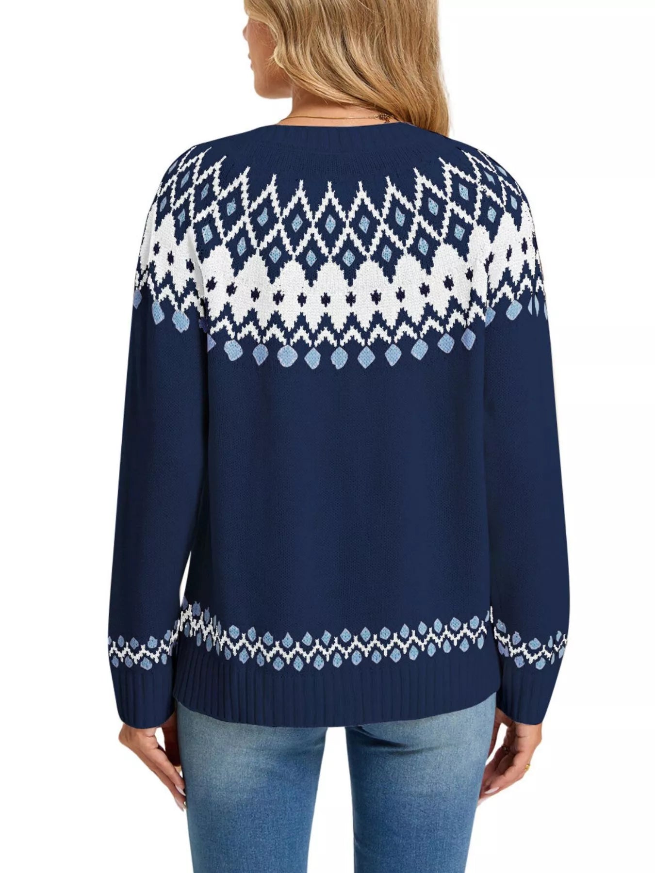 Trendsi Fair Isle Patterned Button-Down Knit Cardigan -