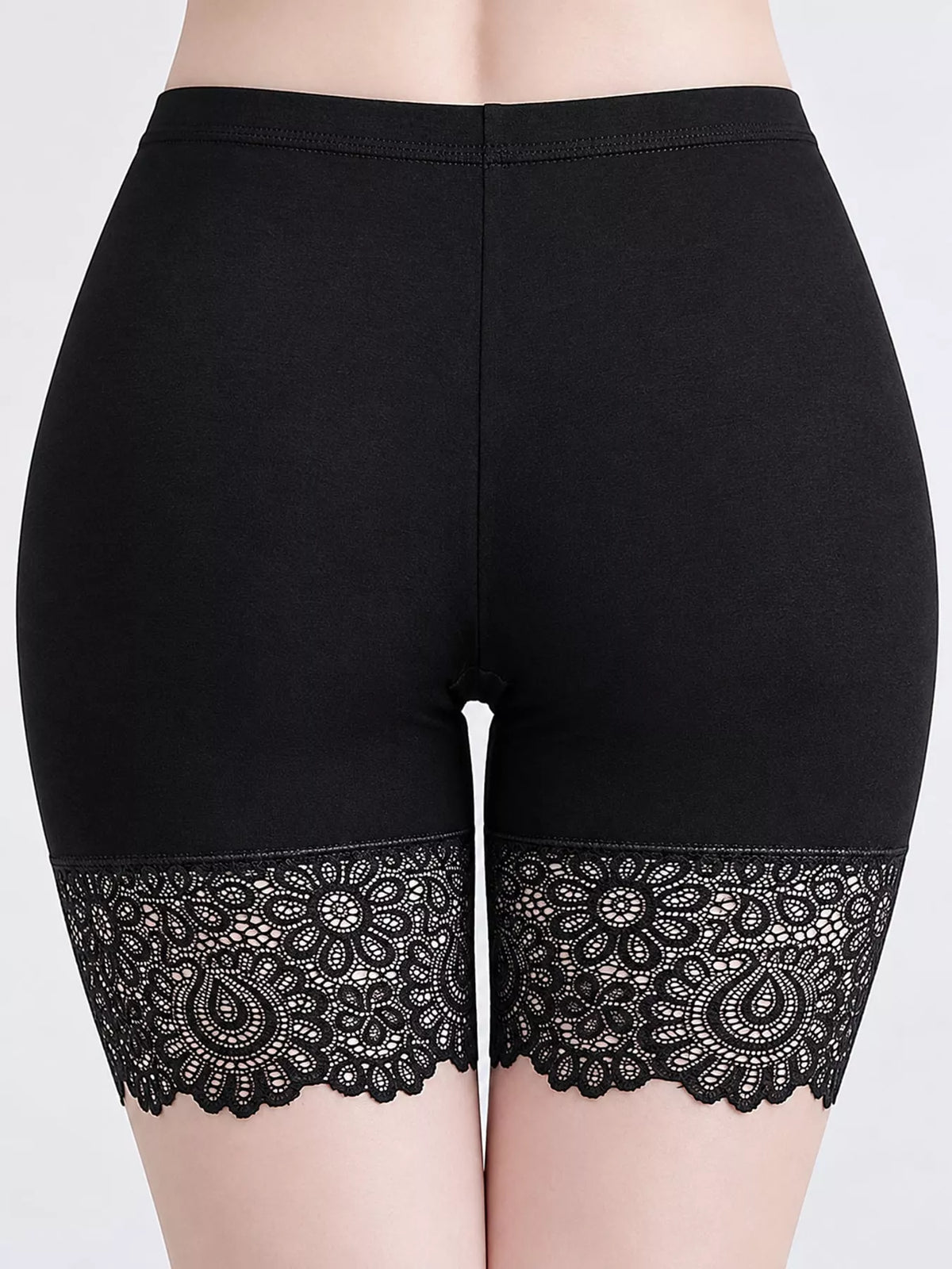 Lace-trim underpants, black front