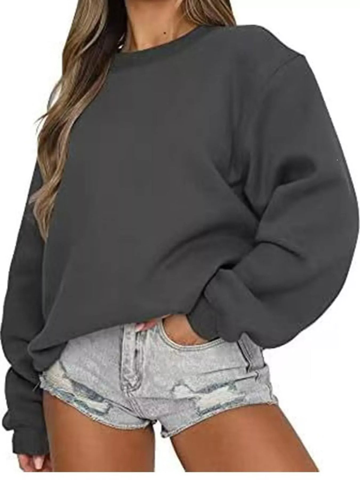 Pullover sweatshirt, charcoal front