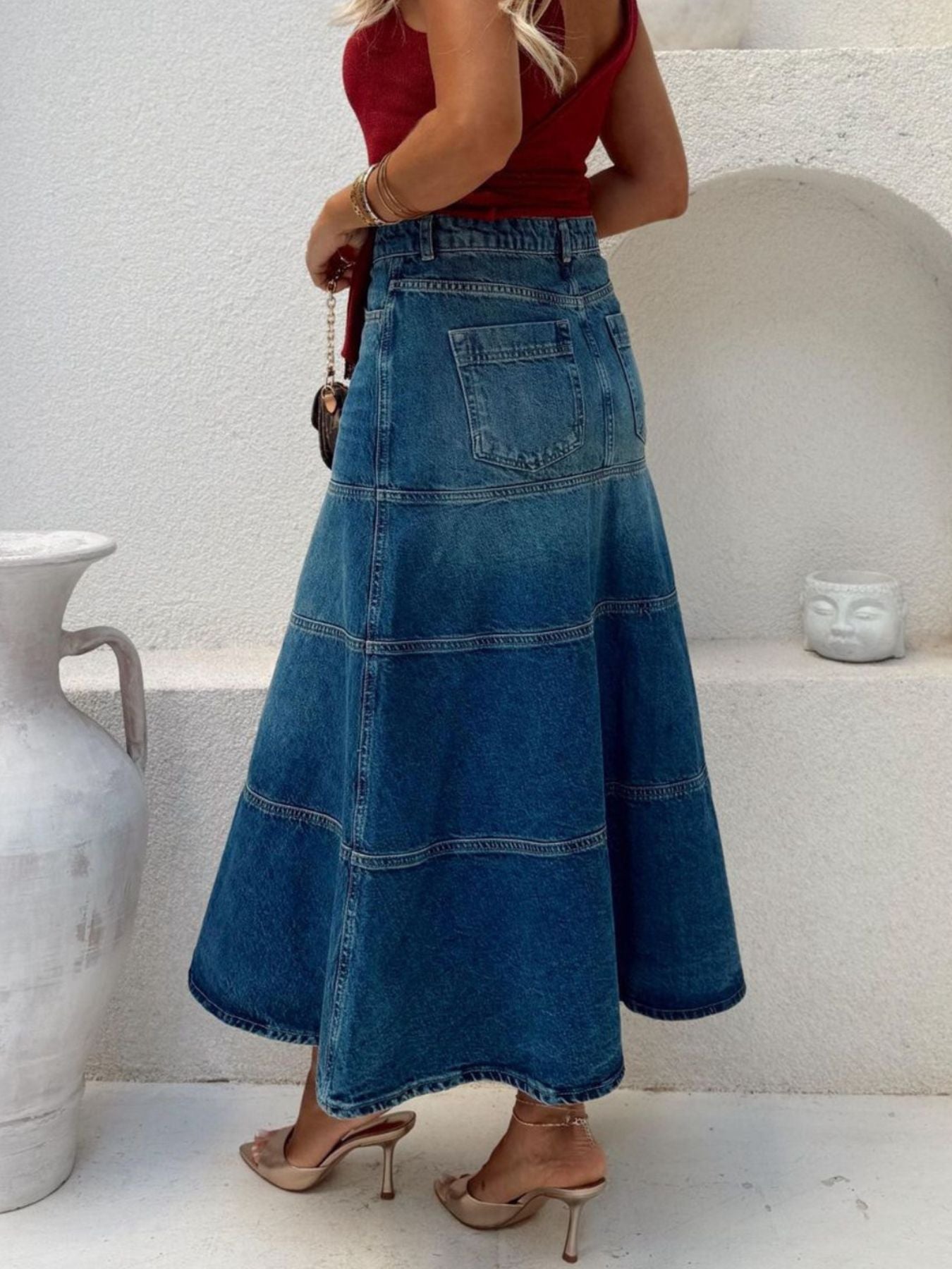 Trendsi High-Waisted Denim Skirt -