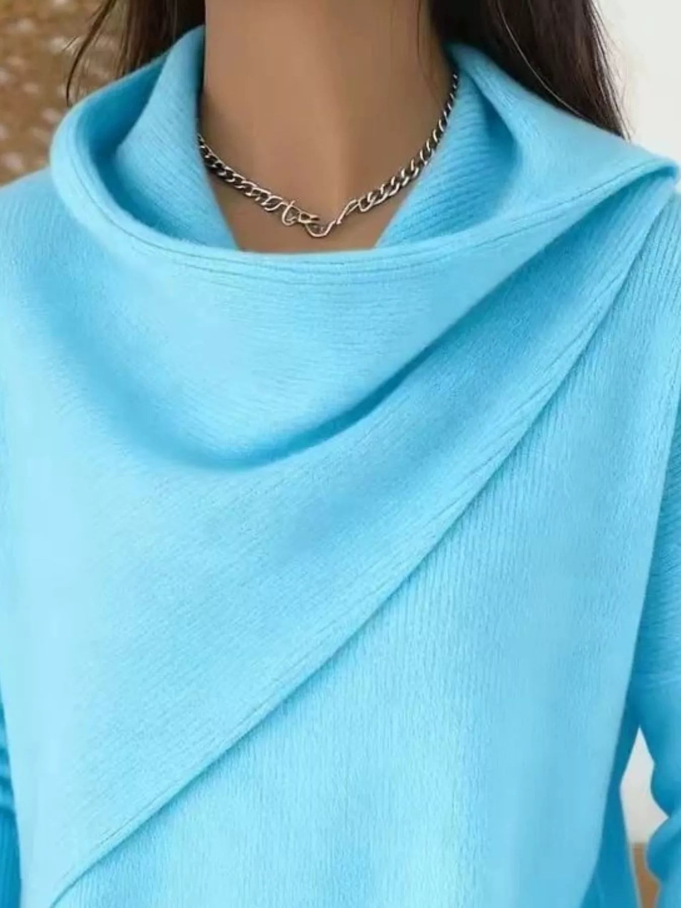Trendsi Full Size Solid Color Cowl Neck Sweater Plus Size -
