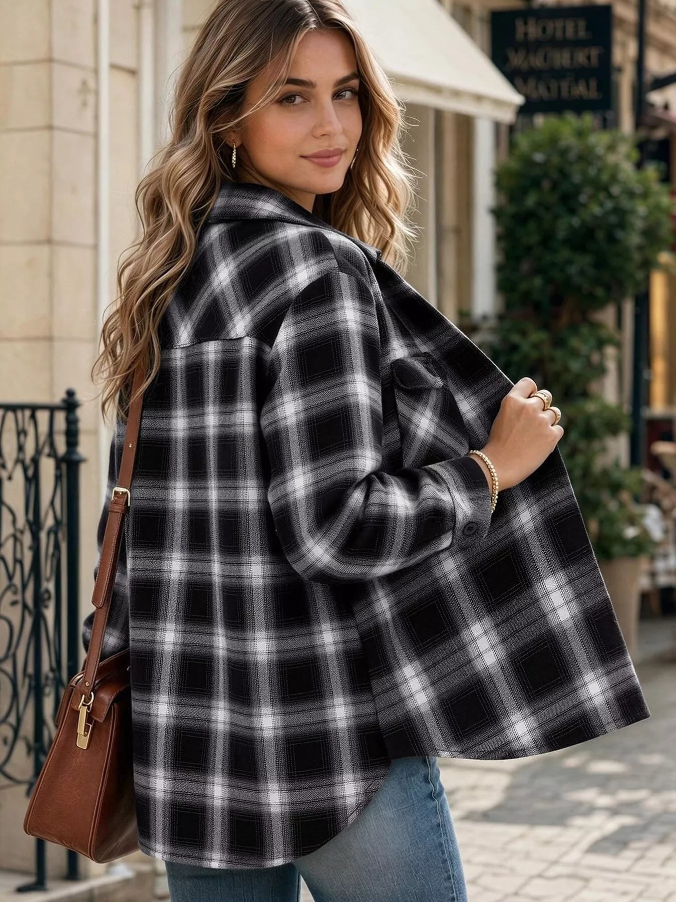 Trendsi Casual Plaid Button-Down Shirt -