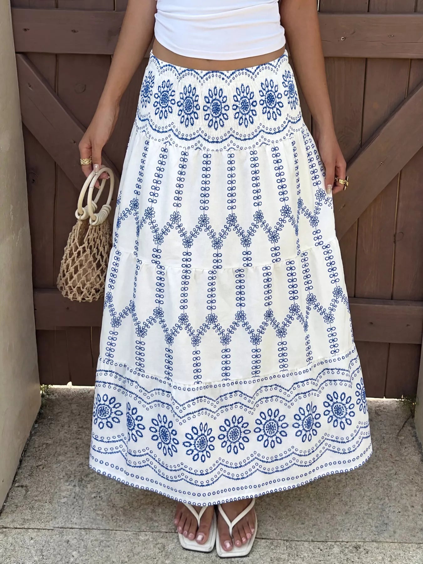 Trendsi Printed Tiered Maxi Skirt -
