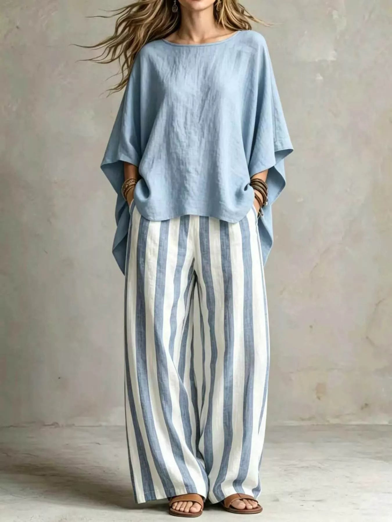 Trendsi Full Size Solid Color Top and Pants Set Plus Size -