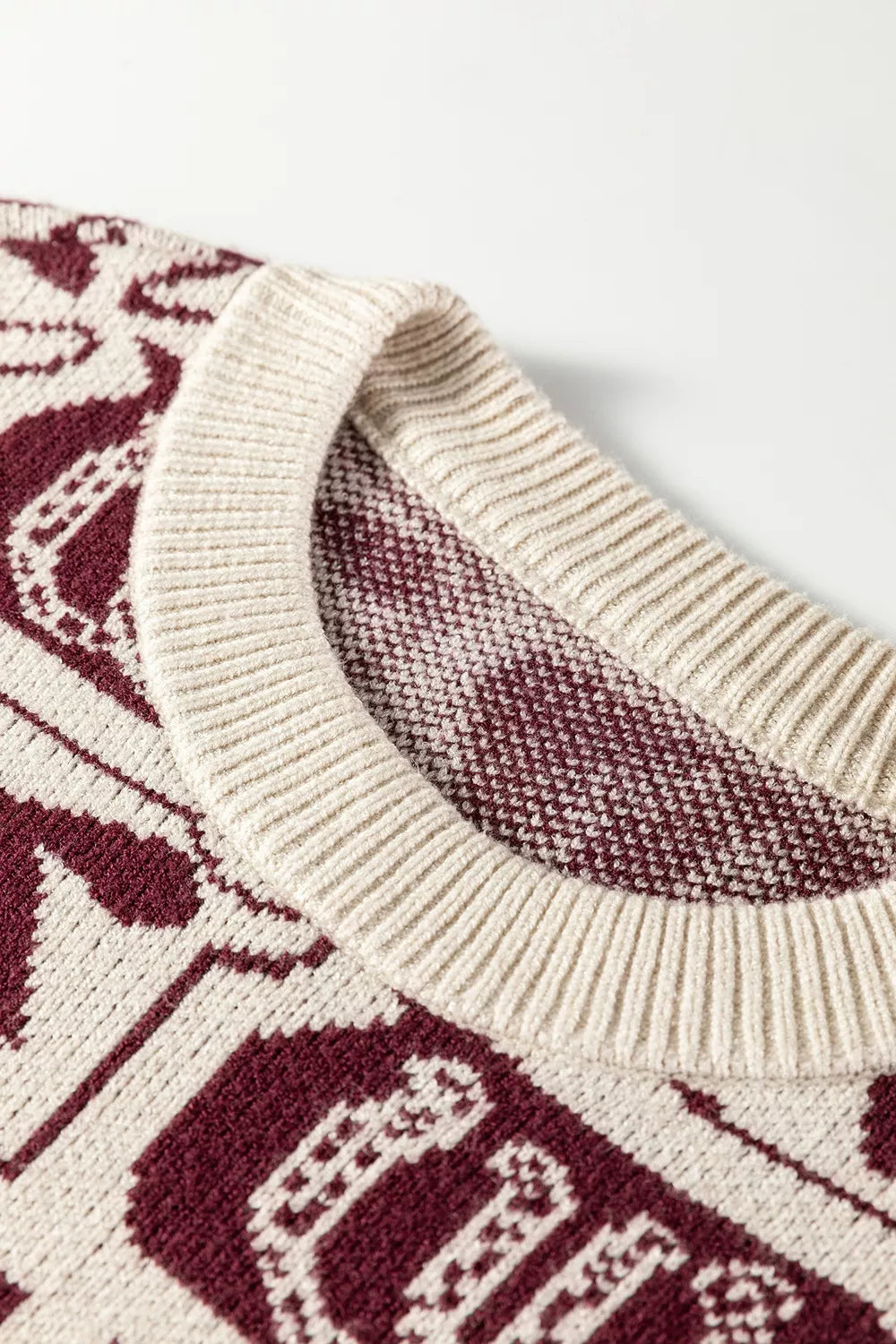 Trendsi Bows & Horseshoes Pattern Western Round Neck Sweater -