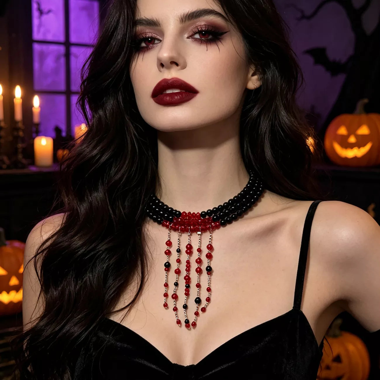 Trendsi Gothic Multi-Layered Beaded Necklace -