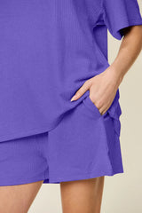 Trendsi Double Take Basic style Round Neck Solid Set -