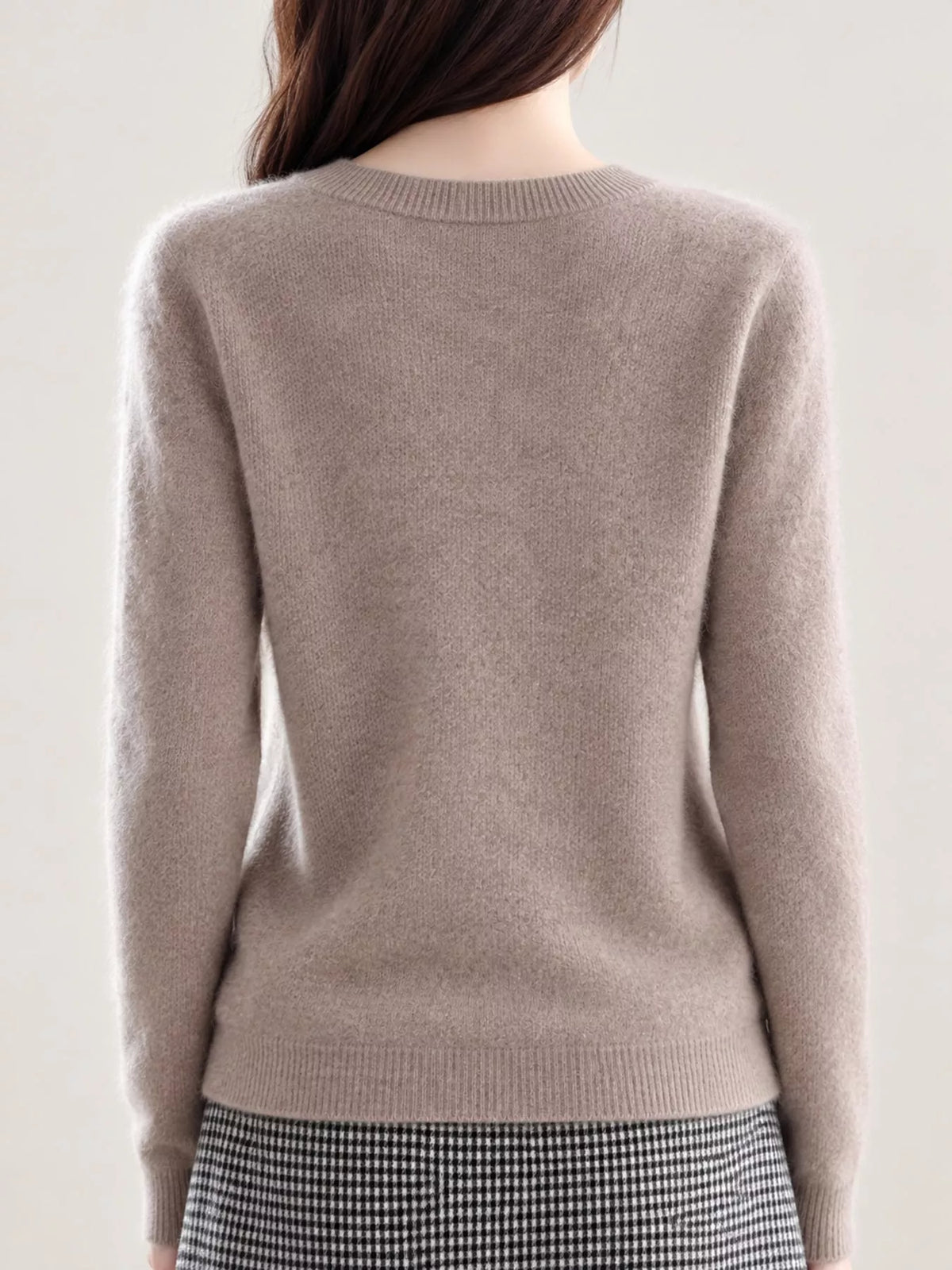 Ribbed cardigan, taupe back