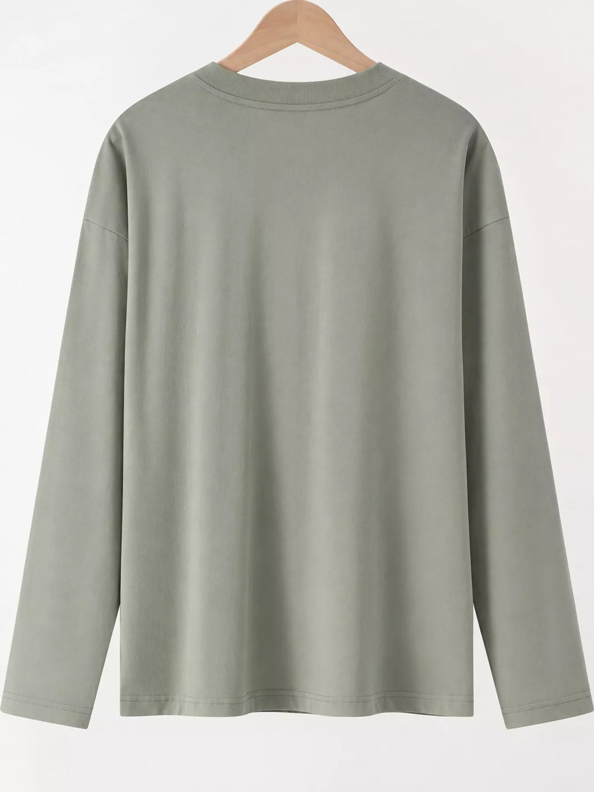 Solid Long-Sleeve Crew Neck T-Shirt — back view