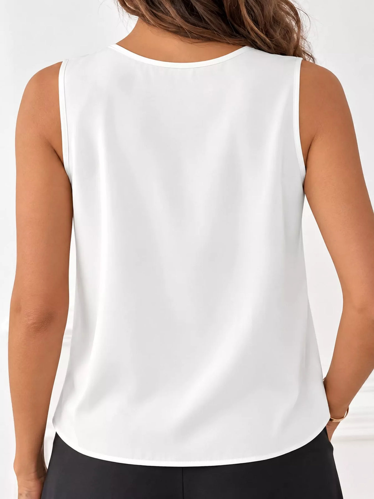 Sleeveless Pleated Blouse — back view