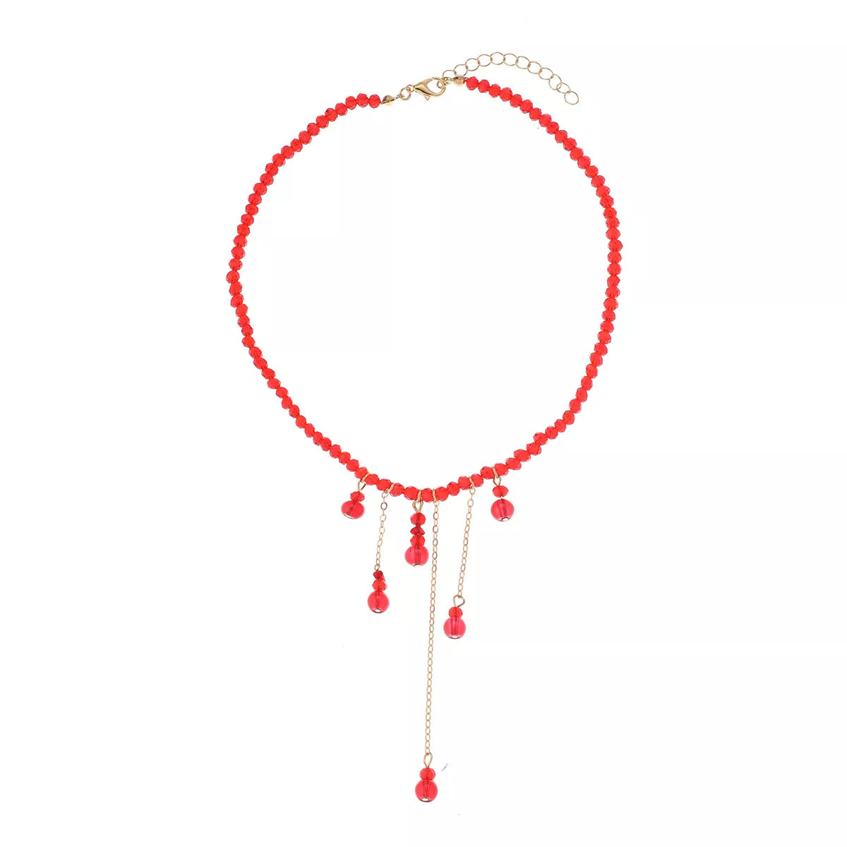 Trendsi Gothic Beaded Tassel Necklace -