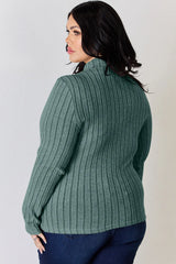Trendsi Basic Bae Full Size Ribbed Mock Neck Long Sleeve T-Shirt -