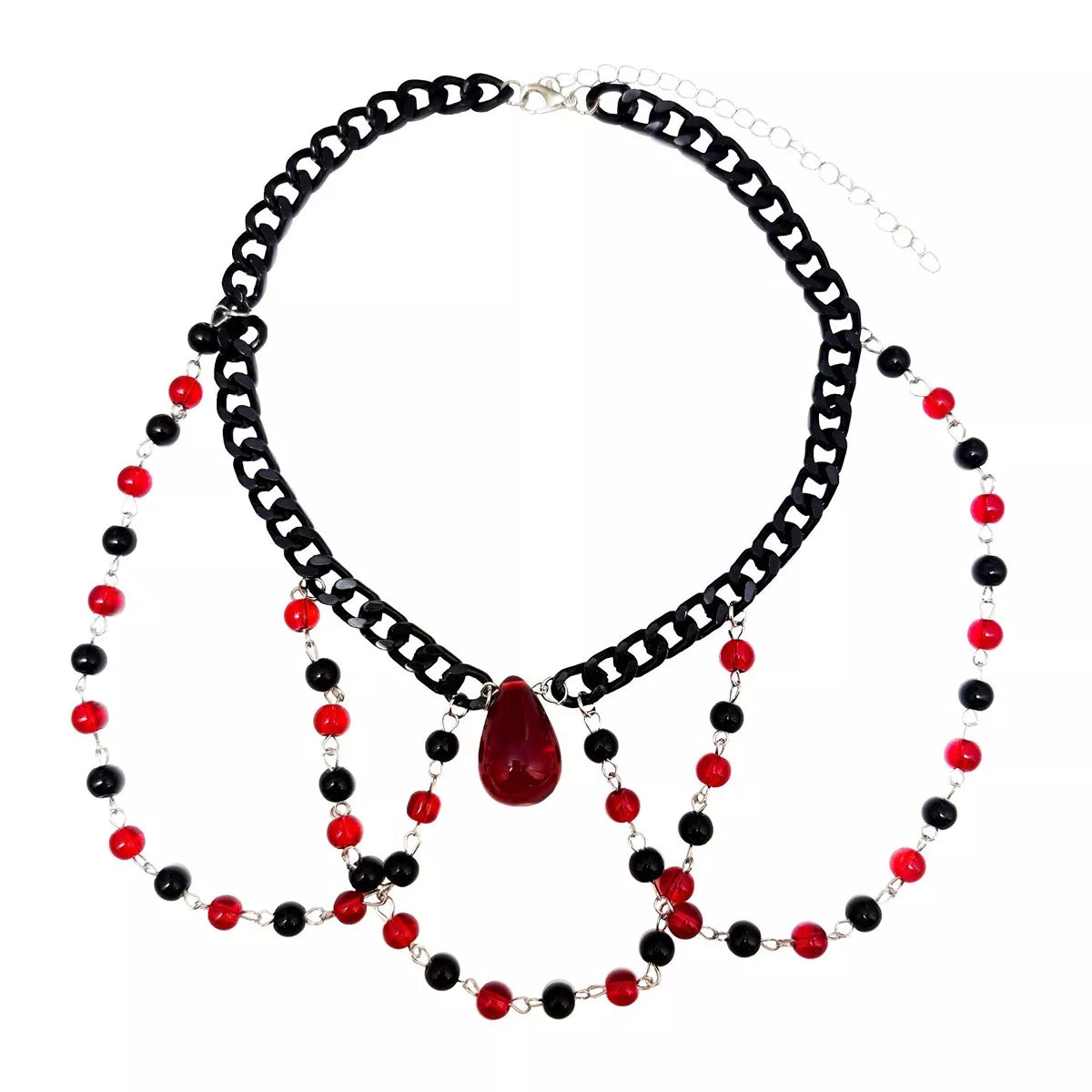 Trendsi Gothic Vampire Beaded Teardrop Necklace -