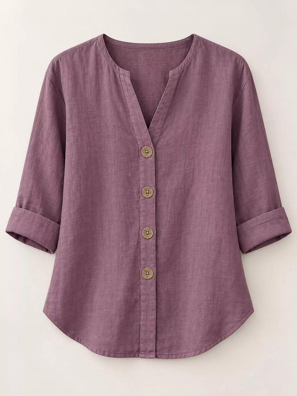 Notched-neck shirt, purple flat front