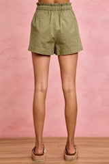 Trendsi SO ME Paper Bag Patch Pocket Drawstring Twill Shorts -