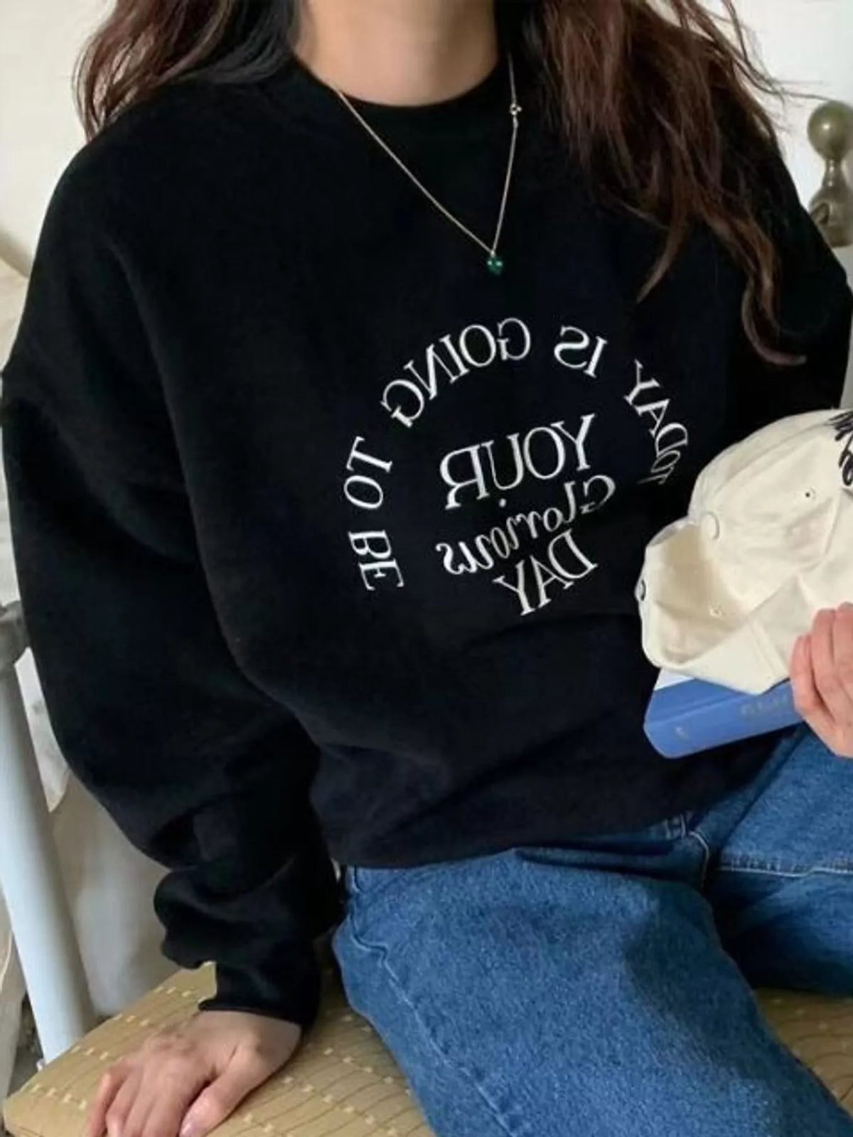 Oversized Graphic Crewneck Sweatshirt — front view