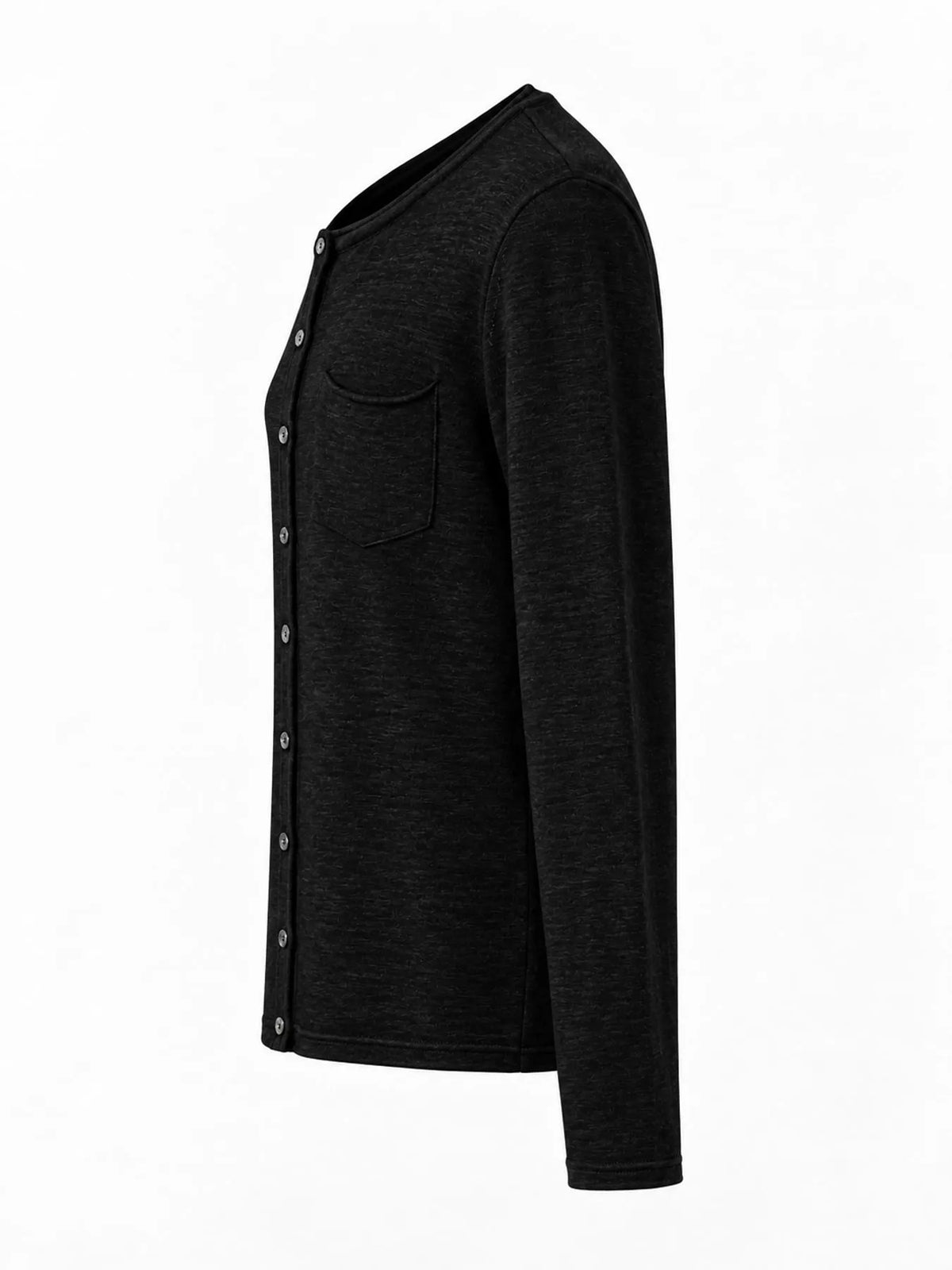 Round neck long sleeve cardigan, product view