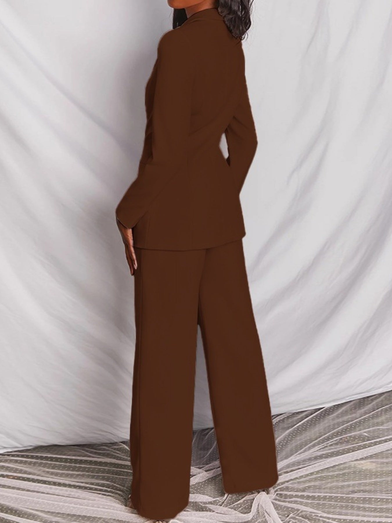 Trendsi Full Size One Button Blazer and Wide-Leg Pants Set Plus Size -