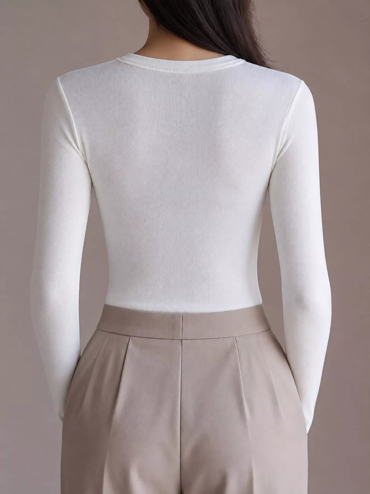 Slim-Fit Long Sleeve Crew Neck T-Shirt — back view