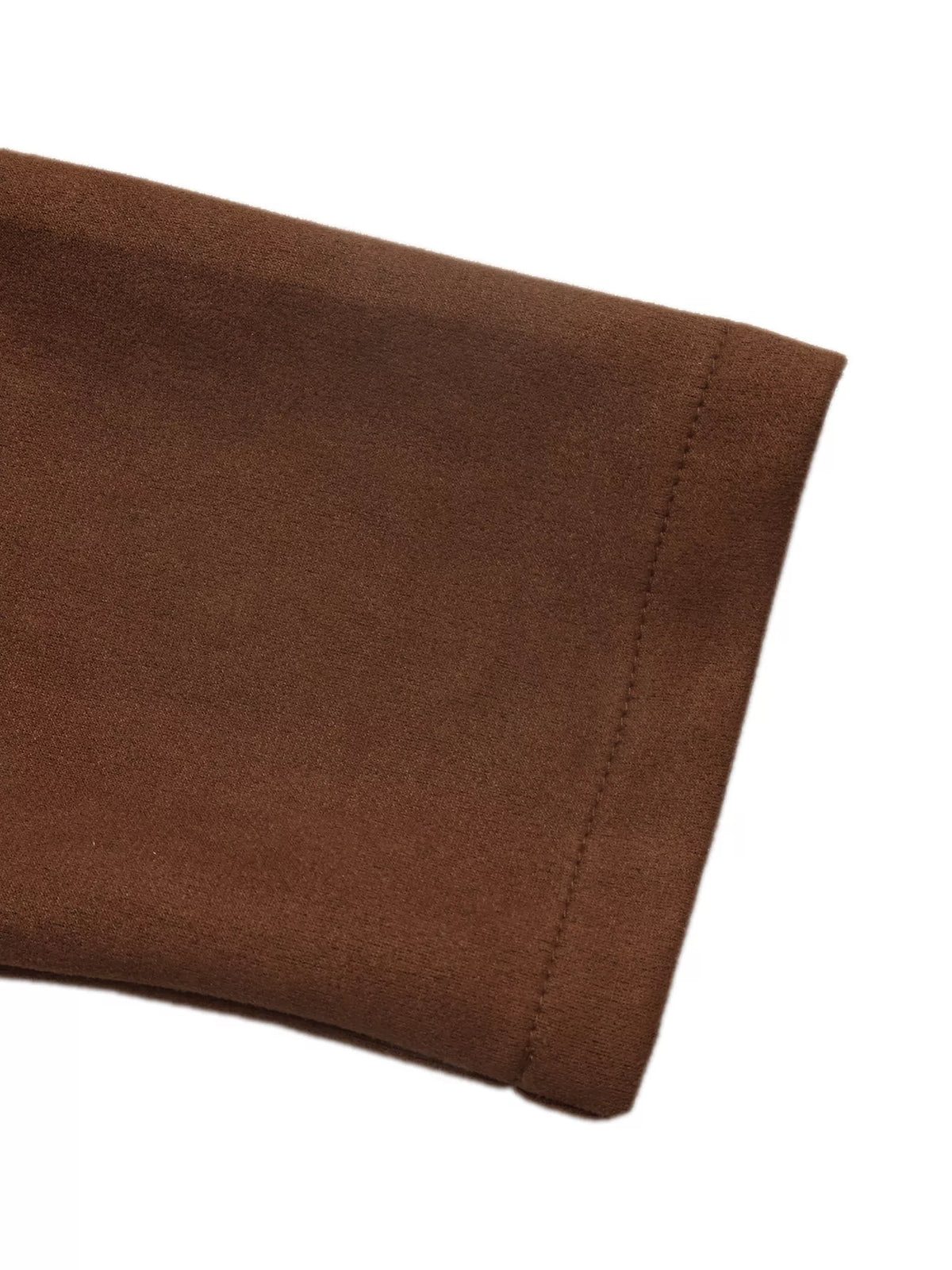 Brown stand collar cropped jacket with decorative buttons, sleeve cuff detail