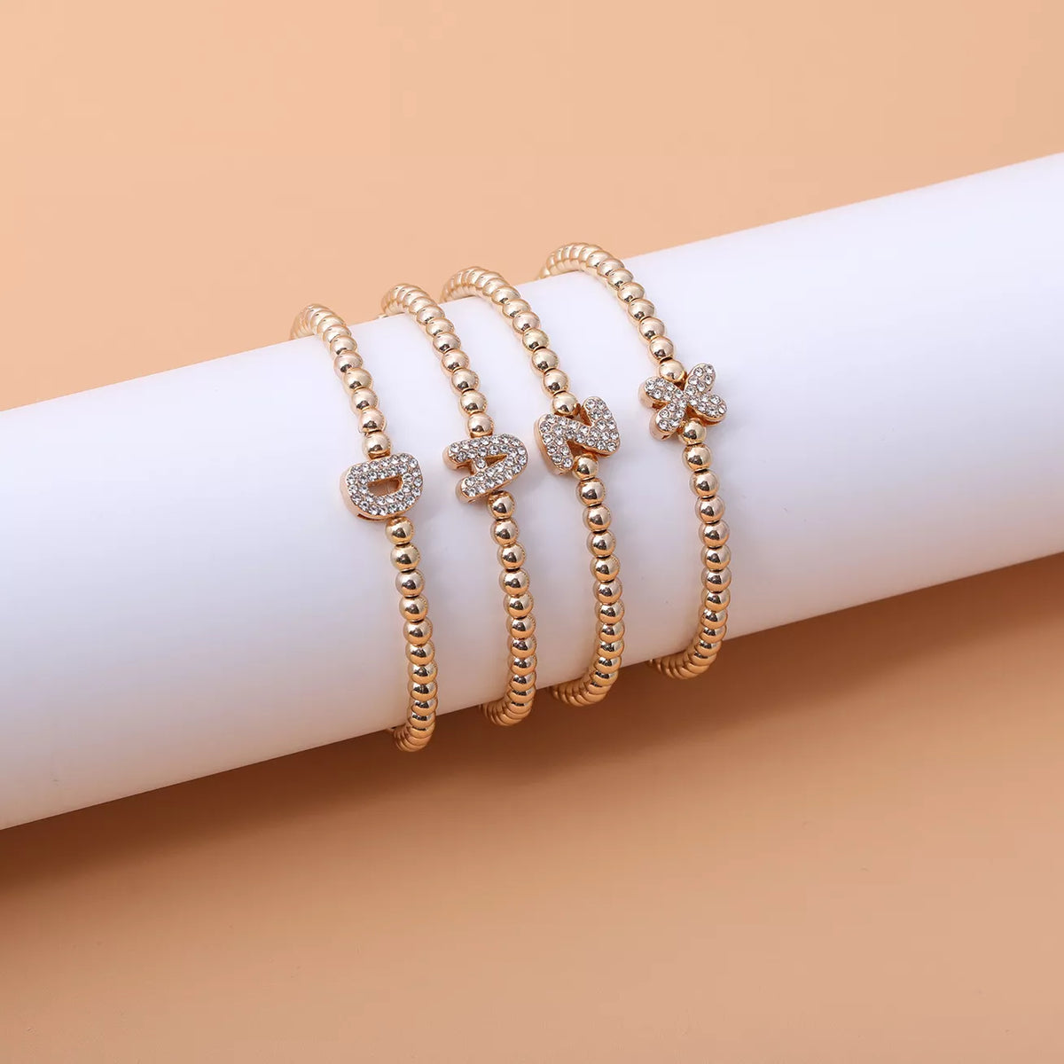 Gold-plated bead letter bracelet