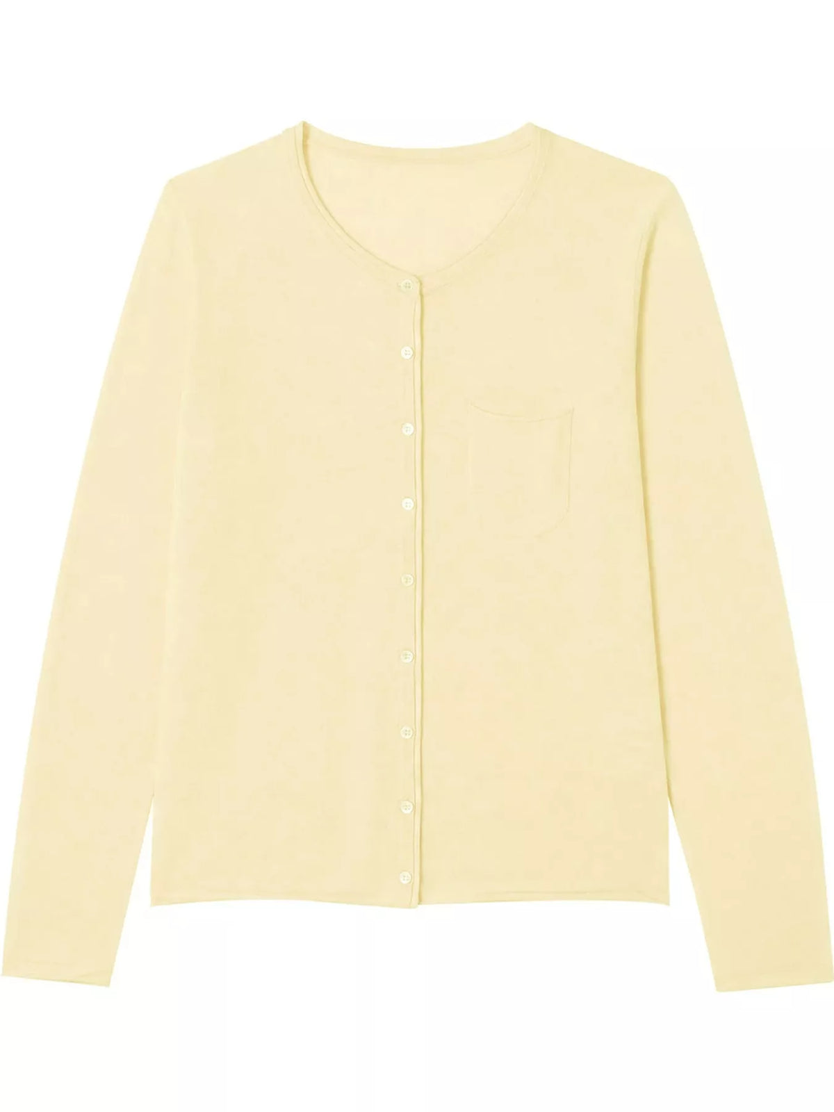 Round neck long sleeve cardigan, product view