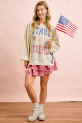 Trendsi BiBi 4th Of July Stars And Stripes Patches Sweatshirt -