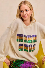 Trendsi BiBi Mardi Gras Sequin Lattering Knit Top -