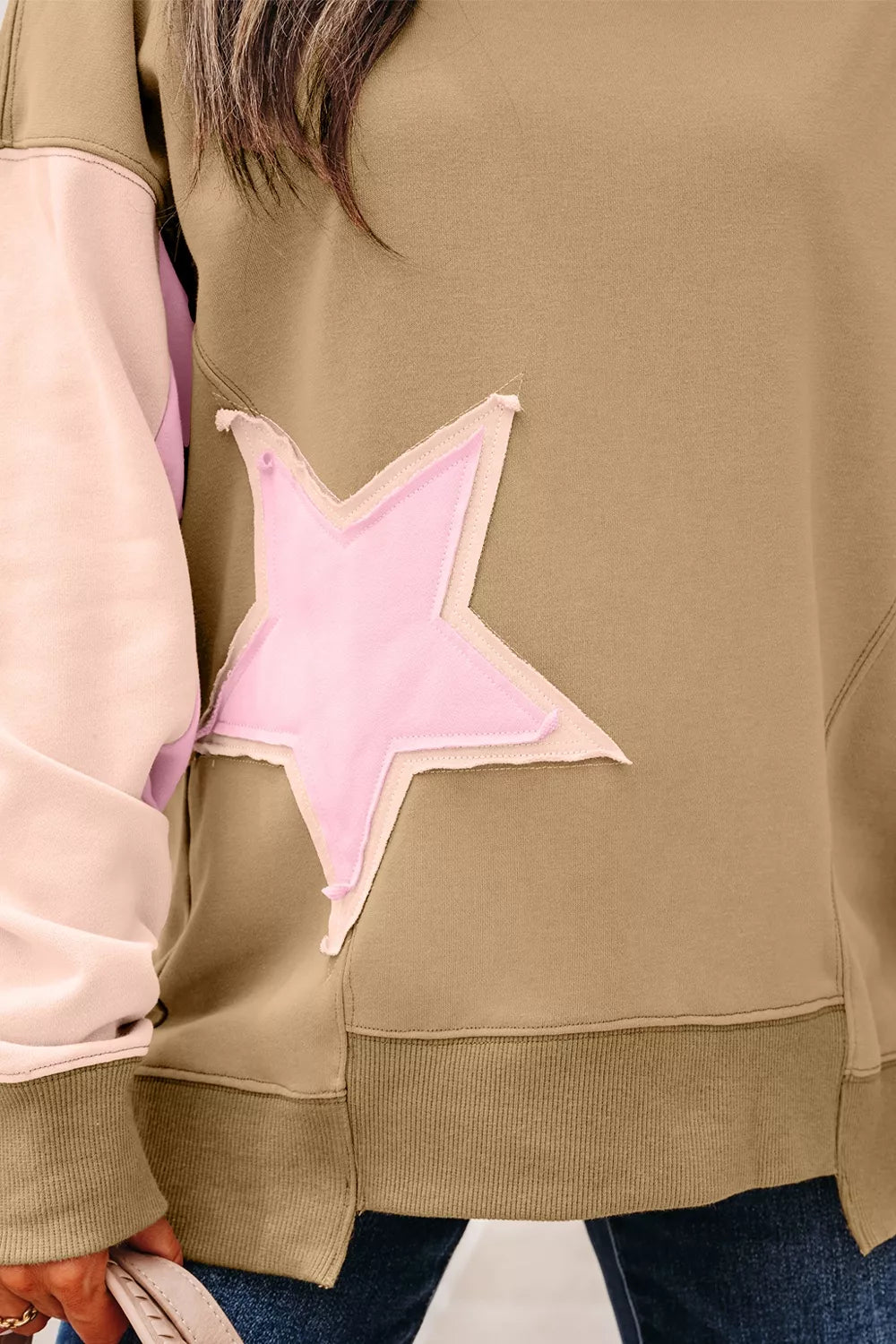 Trendsi Star Patch Crew Neck Sweatshirt -