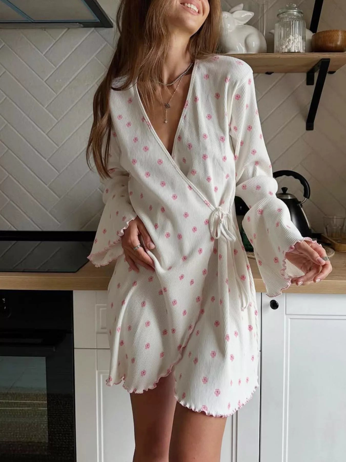 Trendsi Floral Print Cami Dress and Cardigan Lounge Set -
