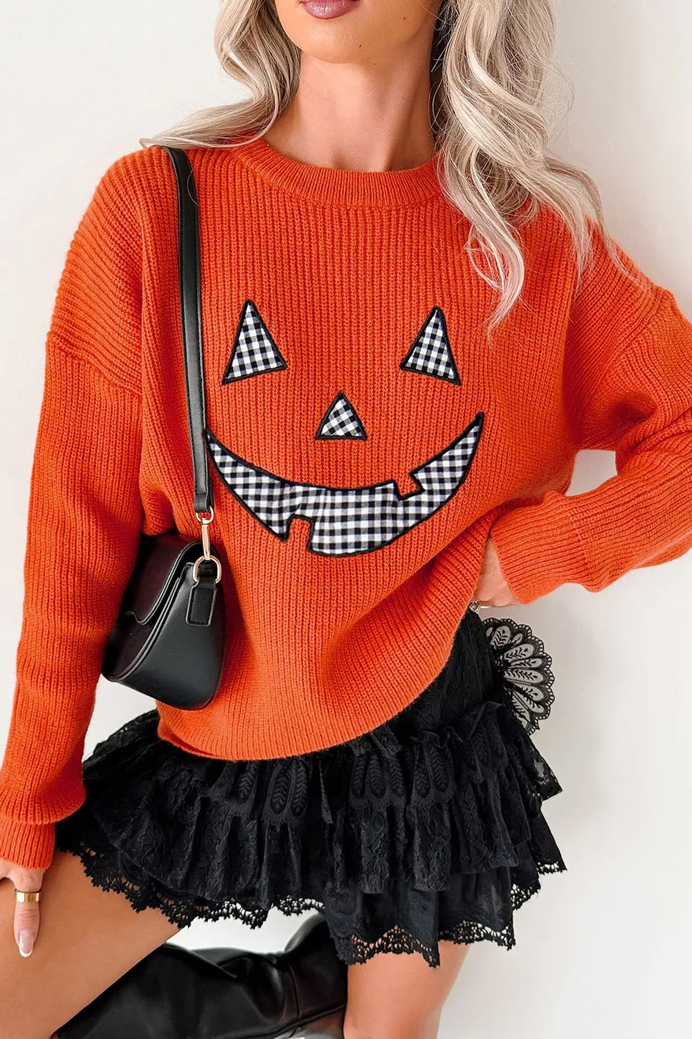Trendsi Drop Shoulder Long Sleeve Round Neck Halloween Sweater -