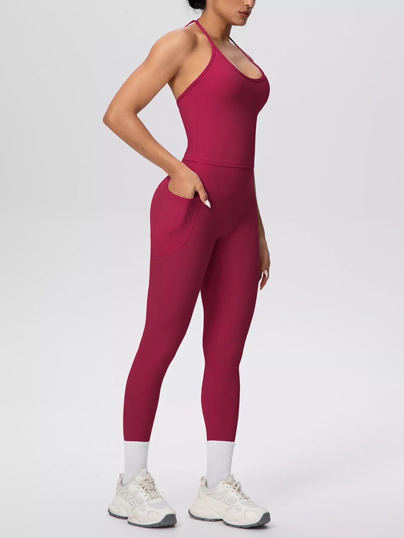 Trendsi Halter Neck Cami and High-Waisted Leggings Active Set -