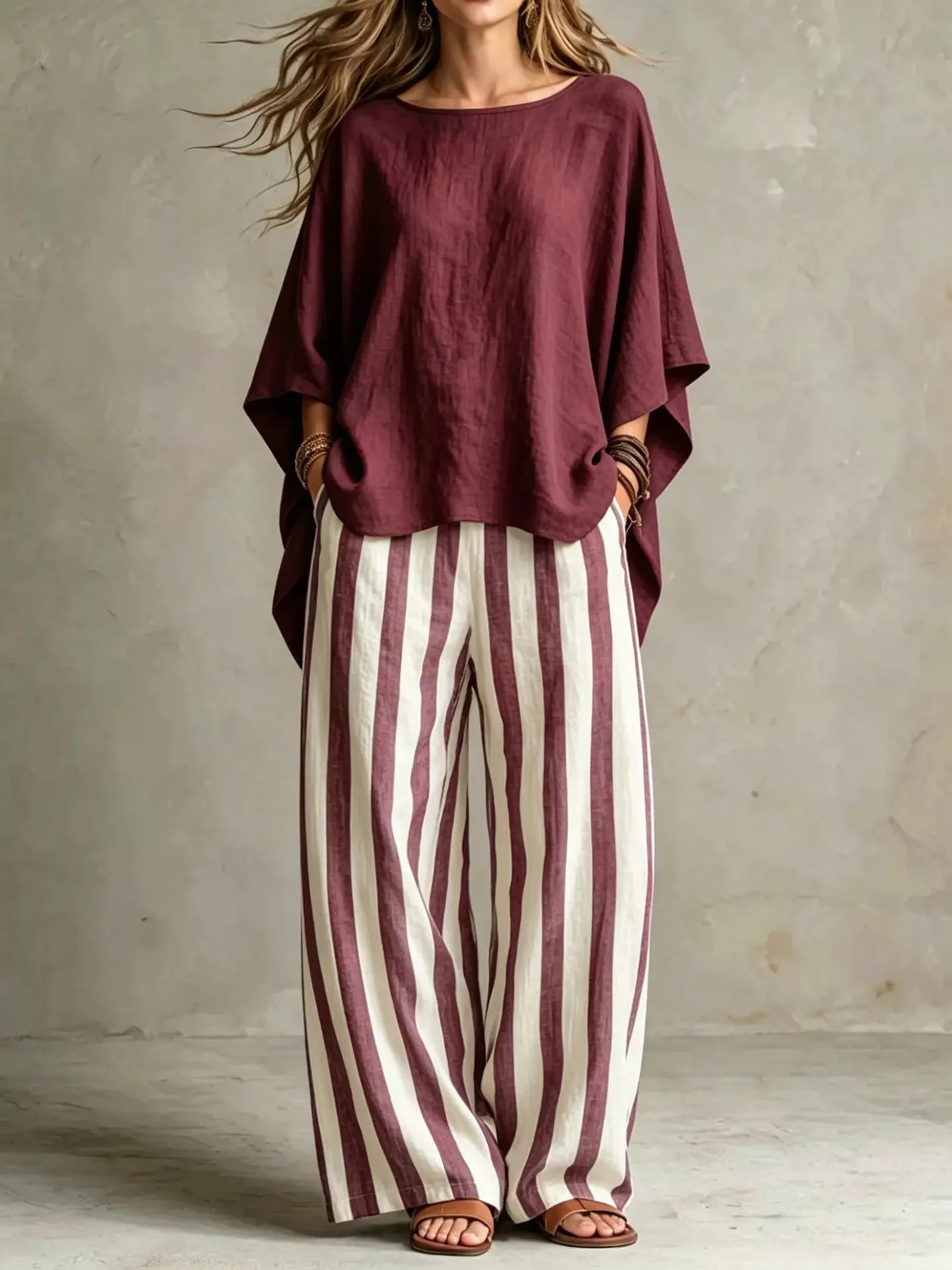 Trendsi Full Size Solid Color Top and Pants Set Plus Size -