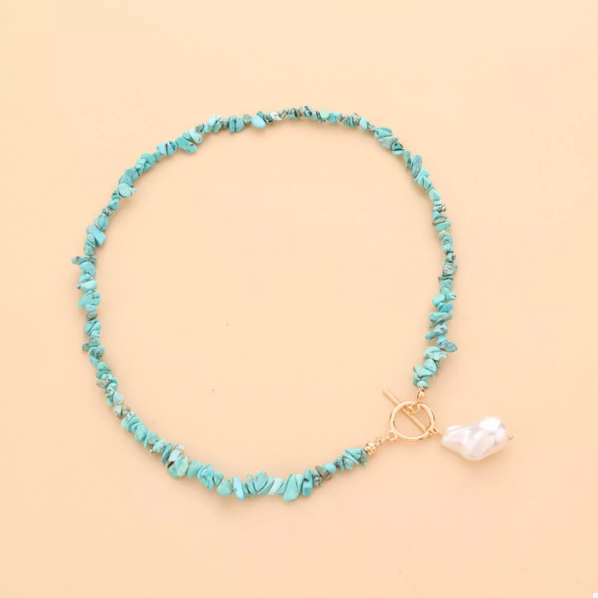 Trendsi Turquoise Irregular Pearl Necklace -