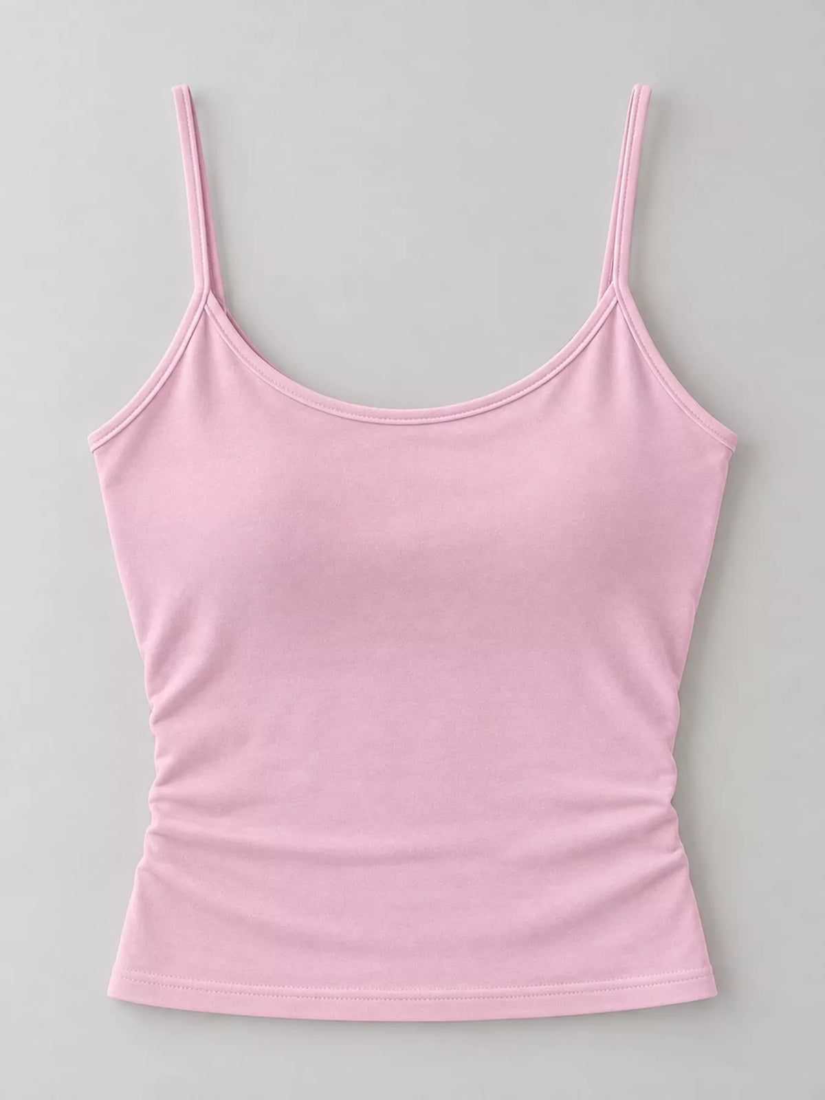 Pink slim fit scoop neck cami, front view