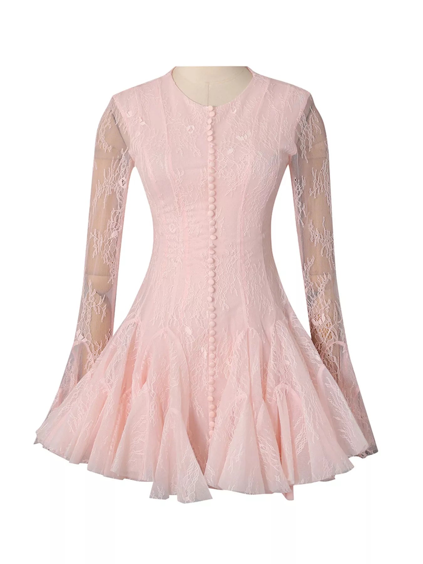 Trendsi Lace Flare Sleeve Mini Dress -