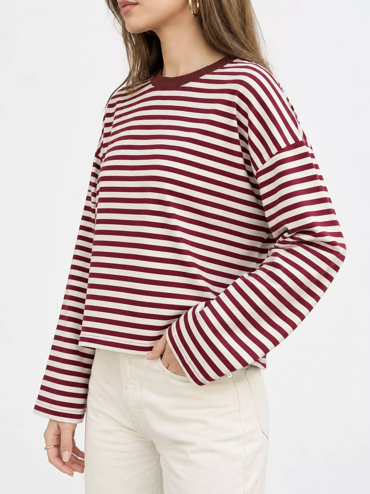 Long Sleeve Crew Neck T-Shirt — side view