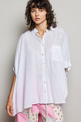 Trendsi POL Button Down Half Dolman Sleeve Shirt -